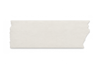 White masking tape piece with ripped rough edges over transparent background for design elements