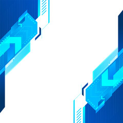 Abstract blue technology border background with geometric shape for poster, brochure, presentation and business