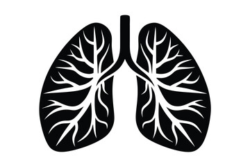 Anatomical lung structure showcases intricate bronchioles in a clean monochrome abstract lung icon