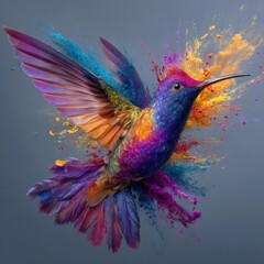 Obraz premium Colorful hummingbird in flight