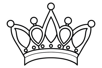 Black and white simple outline royalty crown design evokes classic elegance and power