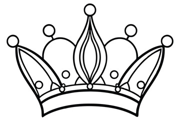 Bold outline of a royal crown showcases simple line art and circular embellishments