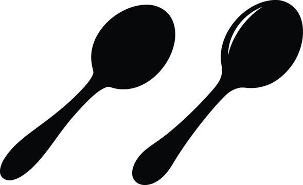 Spoon Silhouette Vector Icons - Minimalist Black Kitchen Utensil and Cutlery Set