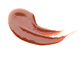 Smear of tasty chocolate isolated on white background, closeup