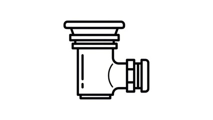Minimalist Line Drawing of a Plumbing Pipe Fitting Suitable for Technical Illustrations