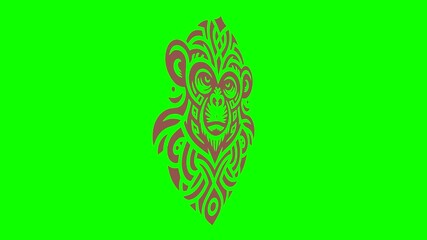 monkey tribal animal abstract green background