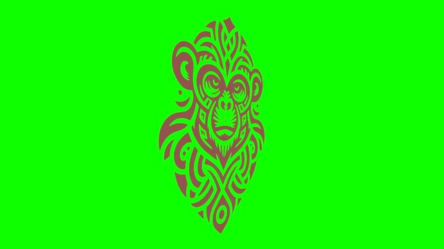 monkey tribal animal abstract green background