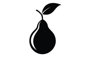 Silhouette of a fresh pear with a leaf conveys natural food simplicity and health