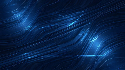 Dynamic Blue Waves, Abstract Art, Digital Creation, Fluid Design, Modern Aesthetics, High-Tech Background