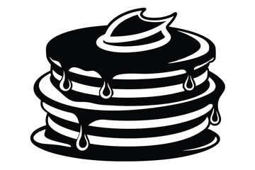 Delicious stack of pancakes drizzled with dripping chocolate syrup looks incredibly tempting to eat now