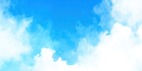 Abstract Watercolor Background with Blue and White Blending, Artistic Texture for Creative Design Projects, Sky and Cloud Effect, Light and Airy Feel