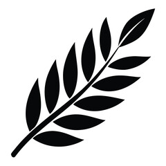 Naklejka premium Simple wheat branch featuring sharp detailed leaves shown in black on white