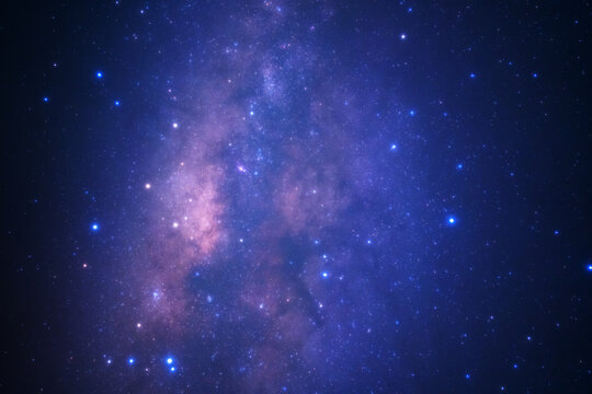 Night sky space background, Starry universe in dark blue sky, Milky way galaxy with stardust field in deep universe