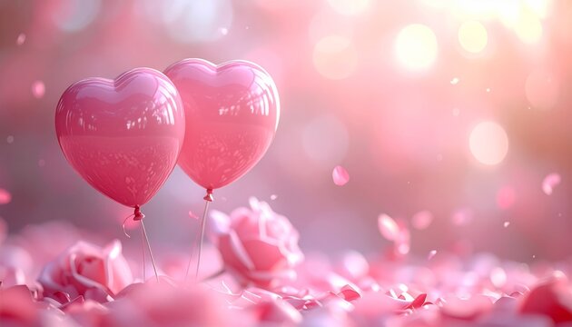 Beautiful Valentine's Day background showing love illustration with hearts - Powered by Adobe
