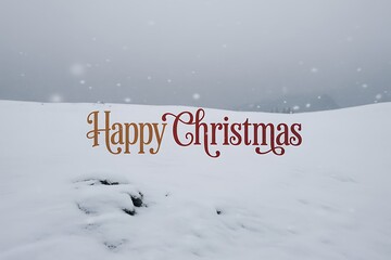Dreaming of a White Christmas? Find Holiday Cheer in this Snowy Winter Scene with 'Happy Christmas' Message Perfect for Festive Greetings and Seasonal Projects