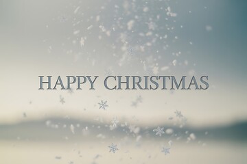 Wishing you a joyful Happy Christmas with falling snow flakes and festive cheer for holiday promotions and winter greeting cards, spread the holiday magic