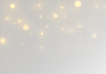 Golden dust sparkles across the bokeh background with soft highlights and glowing flare. Twinkling yellow particles, radiant golden dust, and shimmering blur create a magical Christmas and New Year ef