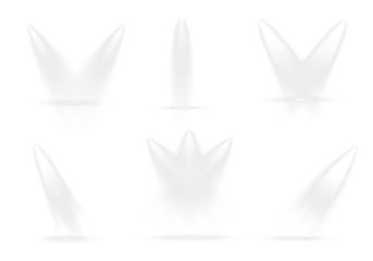 Powerful spotlight light projector creating cinematic beams and flash on a white background. Professional stage and podium illumination with realistic glow and haze. Clean isolated png graphic asset.