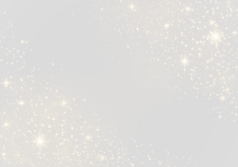 Glittering gold dust png sparkles with yellow light, Christmas particles, and floating sparks. Highlights and bokeh enhance the magical festive atmosphere. Ideal for holiday cards and overlays.