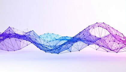 Purple-blue mesh wave of connected nodes