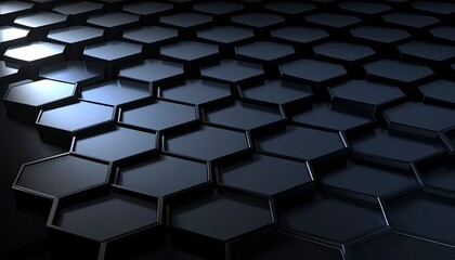 Obraz premium Glossy black hexagonal tile surface