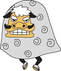 獅子舞のイラスト単色