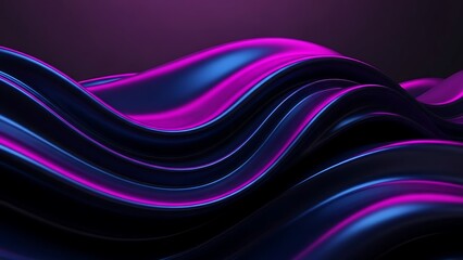 Abstract flowing waves of neon pink and electric blue futuristic metallic background digital art fluid motion modern design