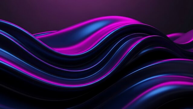 Abstract flowing waves of neon pink and electric blue futuristic metallic background digital art fluid motion modern design - Powered by Adobe