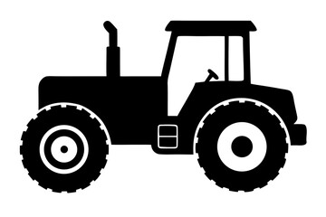 Tractor black icon, old tractor silhouette art

