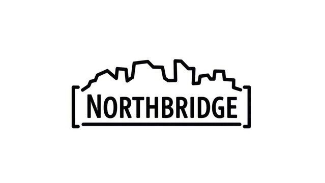 Minimalist monochrome logo design featuring a city skyline silhouette with the text NORTHBRIDGE in