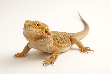 Obraz premium スタジオで撮影されたフトアゴヒゲトカゲのポートレート / Studio Portrait of a Bearded Dragon on White Background