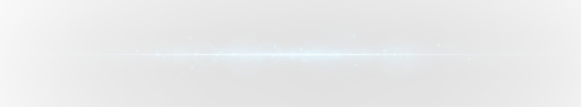 A horizontal blue lightstream cuts through the darkness with a calm neon glow. Its balanced shine forms a smooth futuristic accent. Perfect for motion graphics. PNG