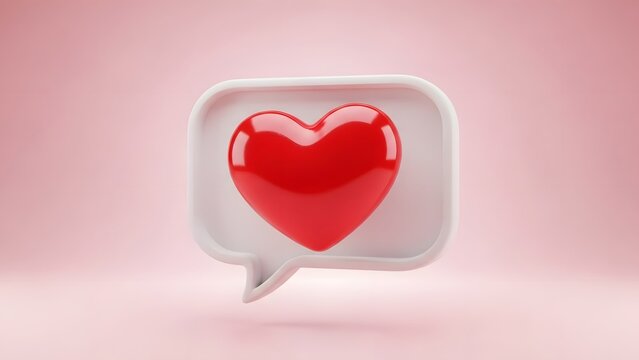 Social Media Notification Heart Icon 3D - Powered by Adobe