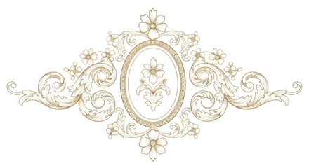 Elegant vintage floral design with intricate scrollwork and delicate blossom details suitable for
