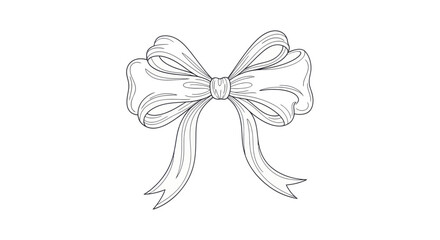 Elegant Hand-drawn Bow Illustration with Flared Loops and Flowing Tails for Craft and Design