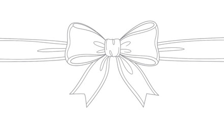 Delicate line art illustration of a finely crafted ribbon bow for decoration or gift wrapping