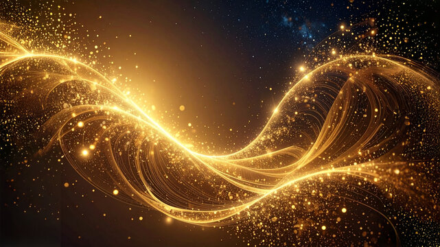 Glow golden particles lighting background