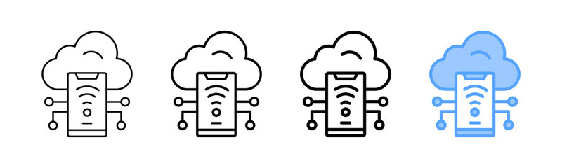 Mobile Cloud Icon Different Style Outline Collection Set 