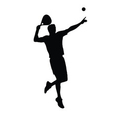 Padel or Tennis Player Silhouette Jumping to Serve the Ball. Concept of Racket Sports, Dynamic Action, and Athletic Performance