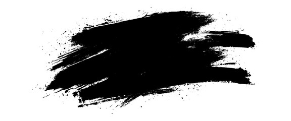 Vector Abstract Black Grunge Brush Stroke Paint Texture on White