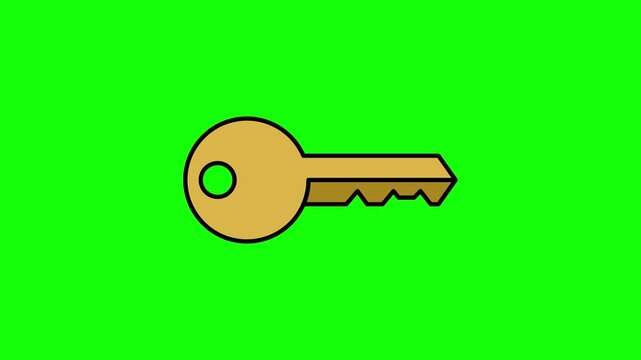 Key, lock animated icon. Green screen animated icon. Animated icon green screen about key.	