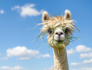 close up of a alpaca head