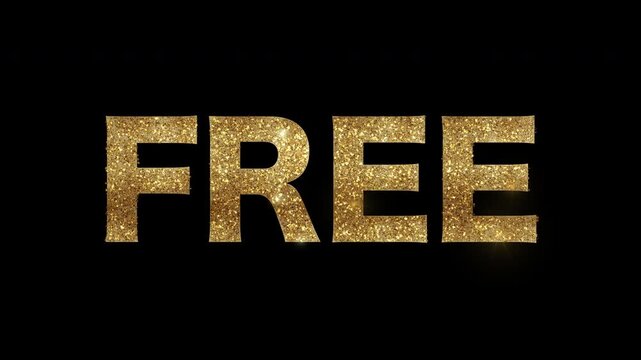 Luxury text "FREE" with golden glitter, serif, alpha channel	
