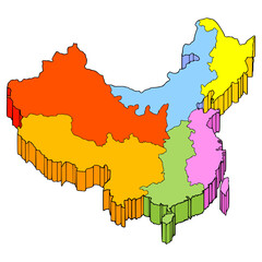China map illustration hand drawn isolated vector