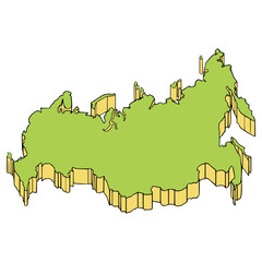 Russia map illustration hand drawn isolated vector