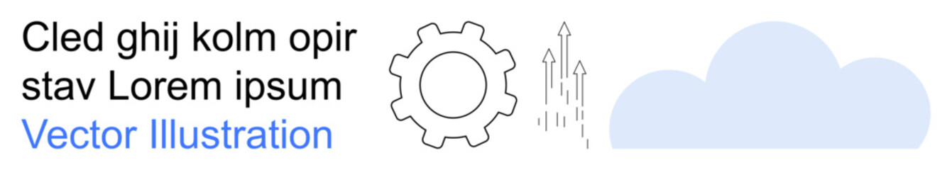 Cloud computing, data storage, workflow optimization, digital integration, futuristic technology, innovation. A gear icon with arrows beside a cloud shape. Cloud computing and data storage concept