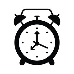 Classic alarm clock glyph icon, premium vector