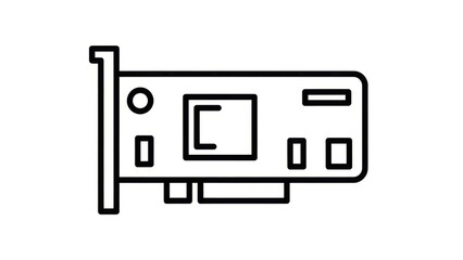 Fototapeta premium Minimalistic Line Drawing of a Computer Graphics Card for Tech and Electronics Branding