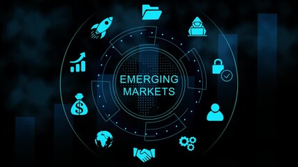 Business, Technology, Internet and network concept. Digital Marketing content planning advertising strategy concept. Emerging markets glowing networking 4k video animation.