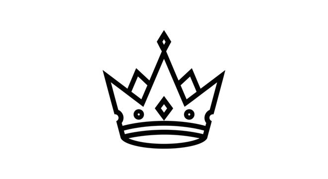 Minimalist black and white crown icon symbolizing royalty and authority design